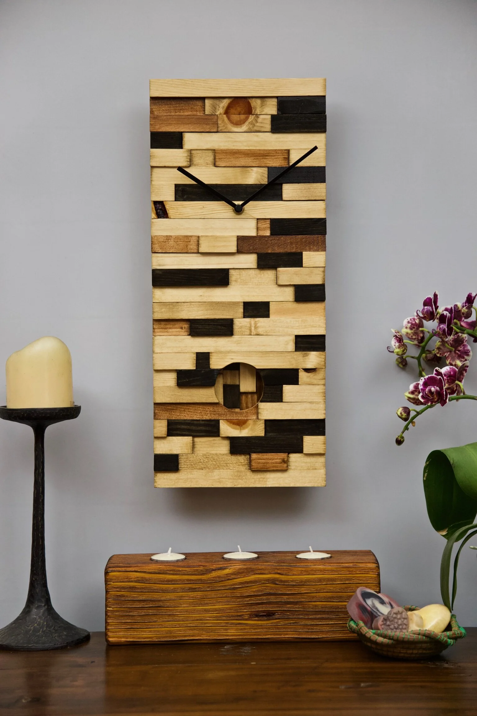 Textured Wood Pendulum Clock Art - Katelyn 0001 — Korzen Designs